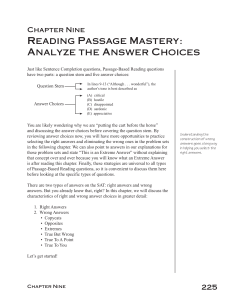 Reading Passage Mastery: Analyze the Answer Choices