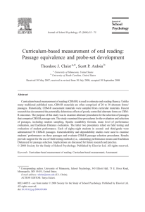 Curriculum-based measurement of oral reading: Passage
