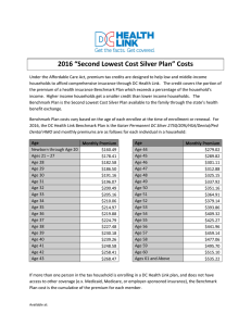2016 “Second Lowest Cost Silver Plan” Costs