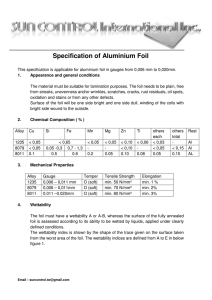 Specification of Aluminium Foil