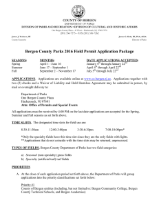 Bergen County Parks 2016 Field Permit Application Package