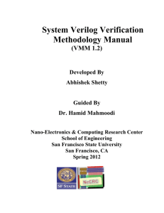 System Verilog Verification Methodology Manual