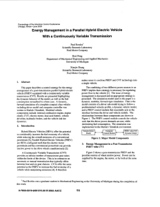 Energy management in a parallel hybrid electric vehicle with a