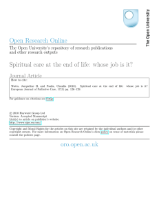 Open Research Online Spiritual care at the end of life: whose job is