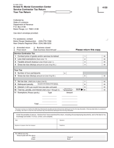 Service Contractor / Tour Tax Return Form
