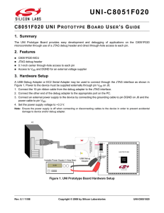 C8051F020 UNI Prototype Board User`s Guide