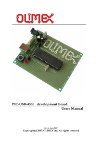 pic-usb-4550 development prototype board for pic18f4550