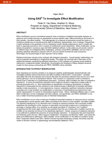 195-31: Using SAS® to Investigate Effect Modification