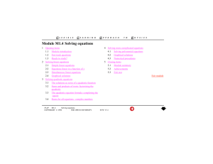 Module M1.4 Solving equations