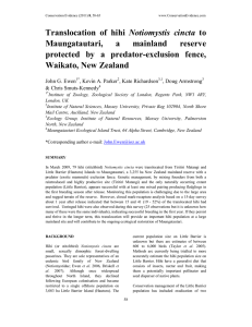 Translocation of hihi Notiomystis cincta to Maungatautari, a