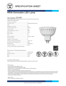 specification sheet - Westinghouse Lighting