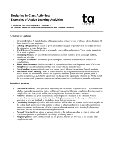 Designing In-Class Activities: Examples of Active Learning Activities