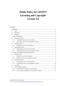 Public Policy for GENIVI Licensing and Copyright