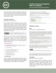 License Content Publish License Creative Commons Integration