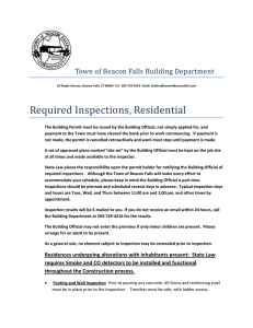 Required Inspections, Residential