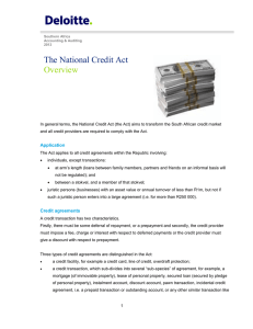 The National Credit Act Overview
