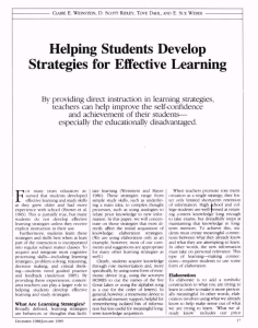 Helping Students Develop Strategies for Effective Learning