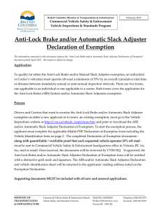 Anti-Lock Brake and/or Automatic Slack Adjuster Declaration