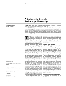 A Systematic Guide to Reviewing a Manuscript
