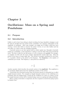 Chapter 3 Oscillations: Mass on a Spring and Pendulums