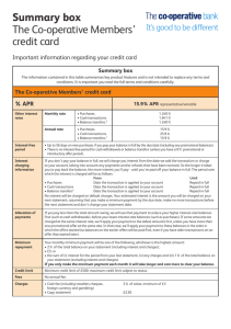 Summary box The Co-operative Members` credit card