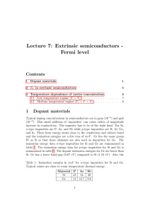 Lecture 7: Extrinsic semiconductors - Fermi level