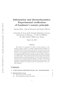 Information and thermodynamics: Experimental verification of