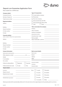 Deposit cum Guarantee Application Form