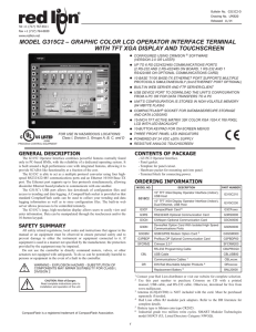MODEL G315C2 – GRAPHIC COLOR LCD OPERATOR