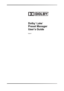 Dolby Lake Preset Manager User`s Guide