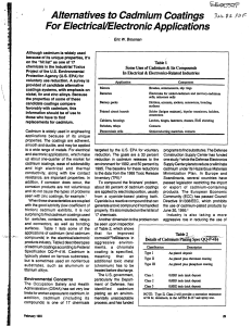 Alternatives to Cadmium Coatings For Electrical/Electronic