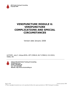 venipuncture module 6: venipuncture complications