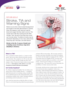 Stroke, TIA and Warning Signs