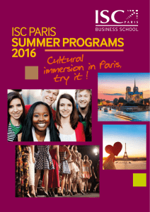 ISC PARIS SUMMER PROGRAMS 2016