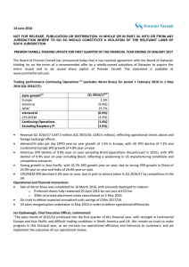 Premier Farnell trading update Q1 2016/2017