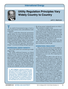 Utility Regulation Principles Vary Widely Country to Country