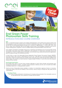 Enel Green Power Photovoltaic Skills Training Free of Charge