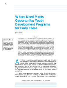 Where Need Meets Opportunity: Youth Development Programs for