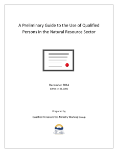 A Preliminary Guide to the Use of Qualified Persons in the Natural
