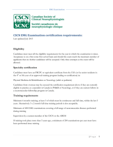CSCN EMG Examination certification requirements: