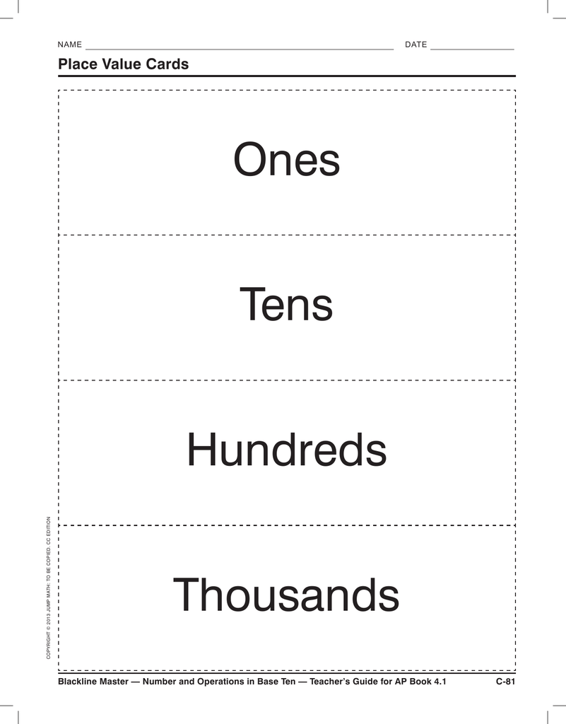 How Do You Count Ones Tens Hundreds And Thousands