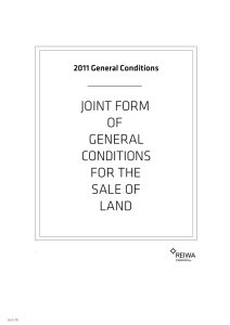 JOINT FORM OF GENERAL CONDITIONS FOR THE SALE OF LAND