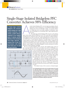 Single-Stage Isolated Bridgeless PFC Converter Achieves 98