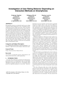 Investigation of User Rating Behavior Depending - CEUR