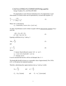 CALCULATING P,I CONSTANTS Kp and Ki