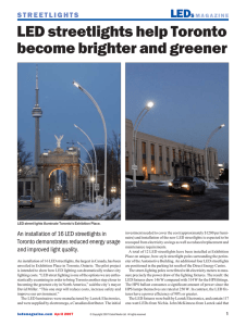 leD streetlights help toronto become brighter and greener