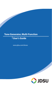 Tone Generator, Multi-Function User`s Guide