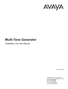Avaya LUMUTGEN Multi Tone Generator Manual