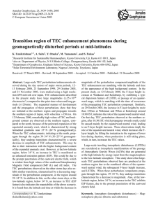 Transition region of TEC enhancement phenomena during