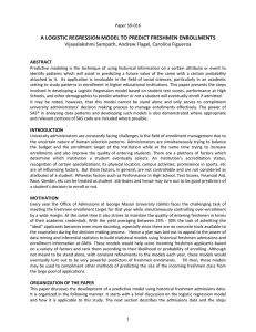 a logistic regression model to predict freshmen enrollments